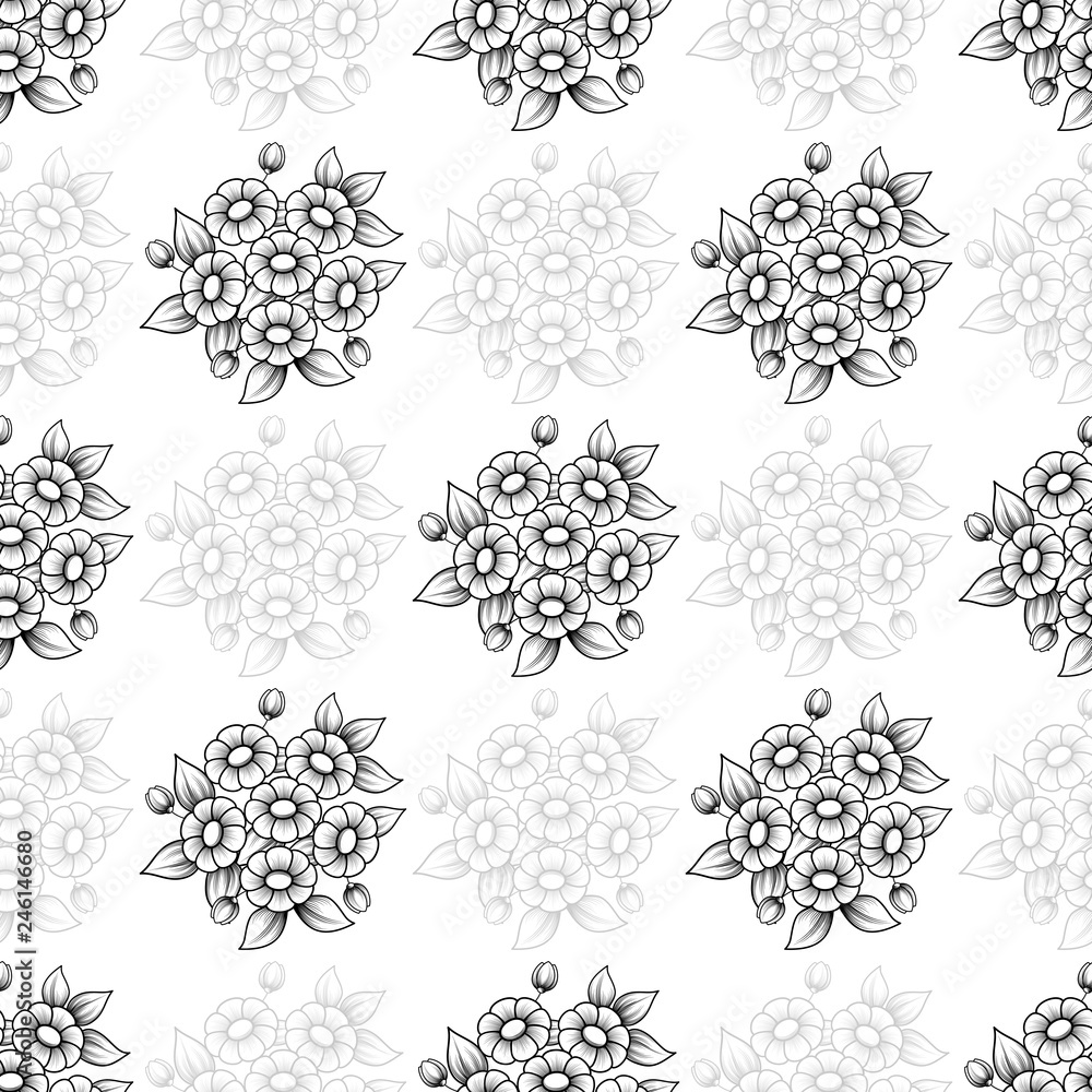 Obraz premium Seamless gray daisy flowers background