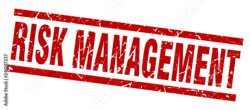square grunge red risk management stamp
