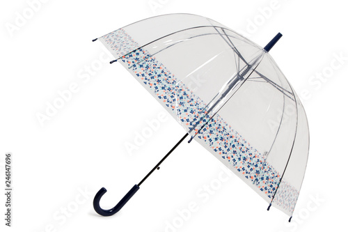 Translucent umbrella isolated on white background photo