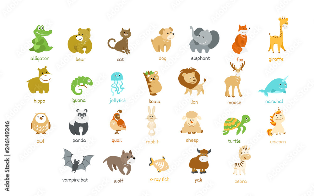Cute animal icons vector set Cute animal icons vector set