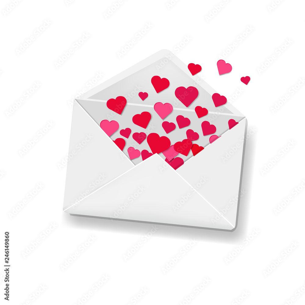White Envelope With Hearts Background White Envelope With Hearts Background