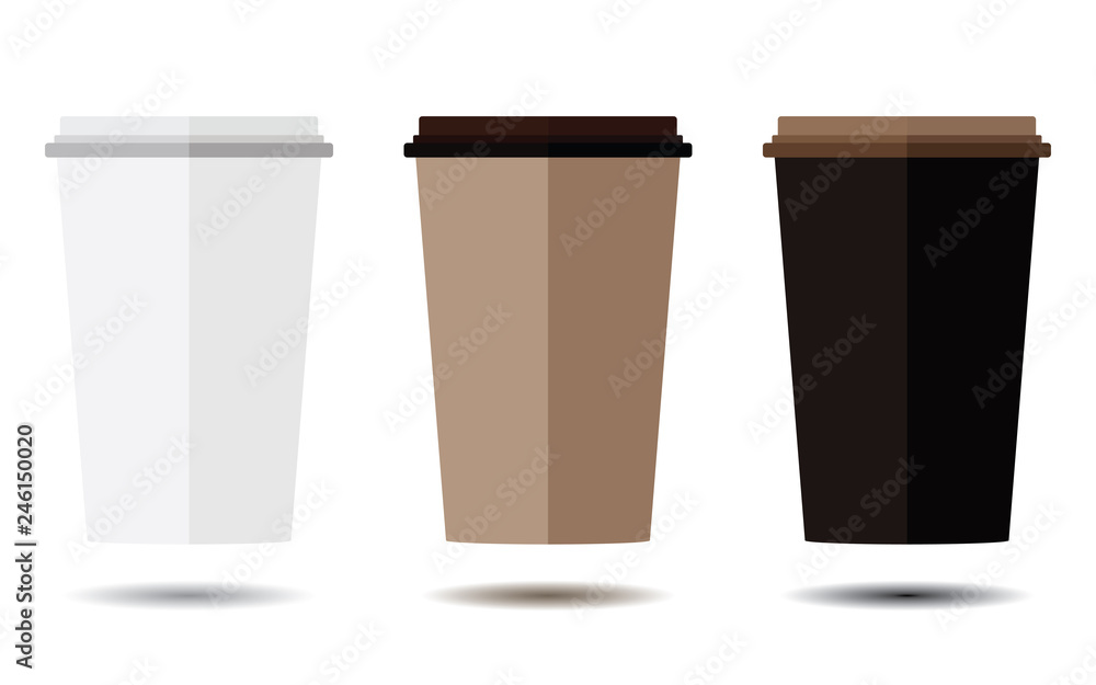 Set of disposable paper cup isolated on brown background. Set of disposable paper cup isolated on brown background.
