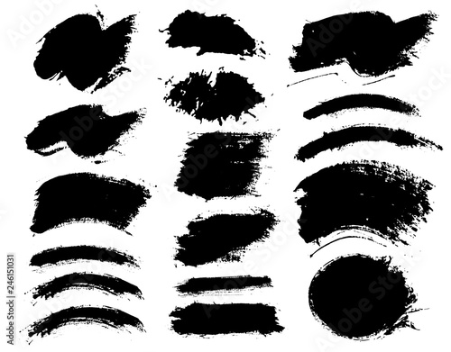 Brush strokes set vector painted isolated objects