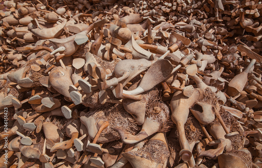 Carved Wooden ducks, many handmade toy animal