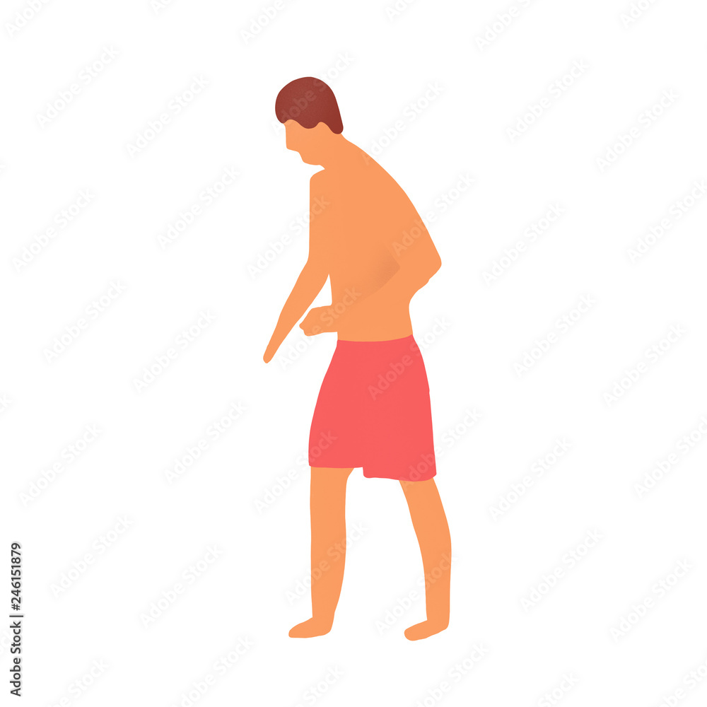 Fototapeta premium Hand drawn digital illustration of man in shorts simple design