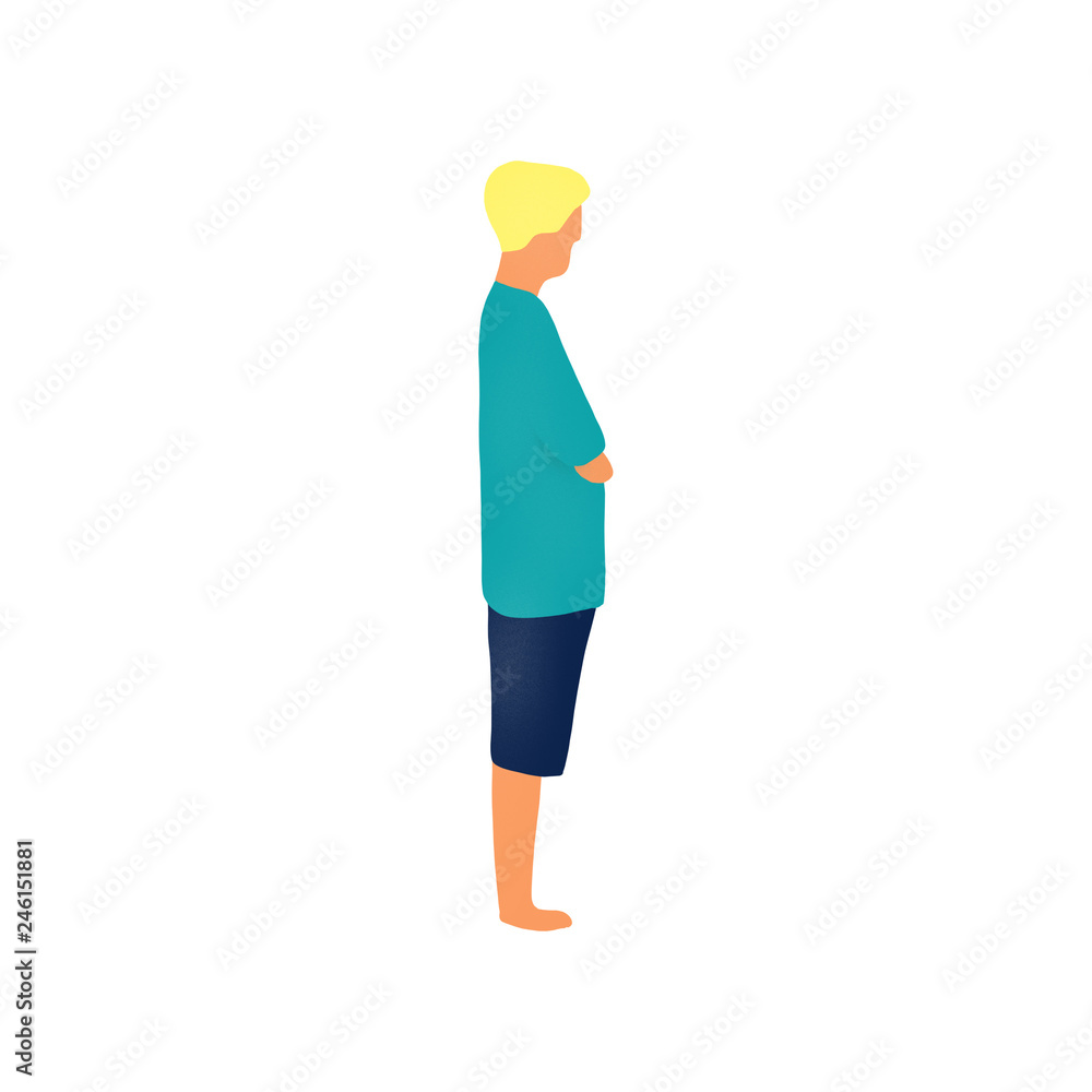 Hand drawn digital illustration of man in t-shirt and shorts simple design Hand drawn digital illustration of man in t-shirt and shorts simple design