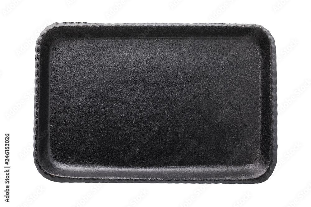 Fototapeta premium Black cast-iron tray isolated on white background