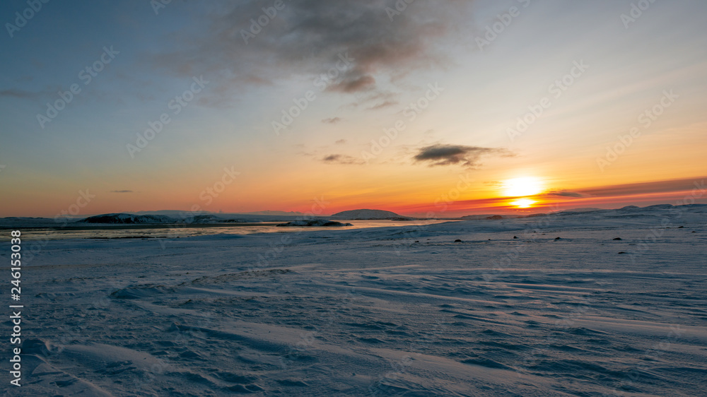 Stunning sunrise on Iceland in wintertime