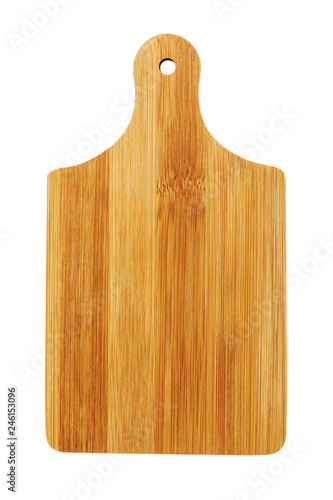 Empty cutting board isolated on white background, top view