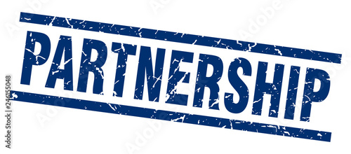 square grunge blue partnership stamp