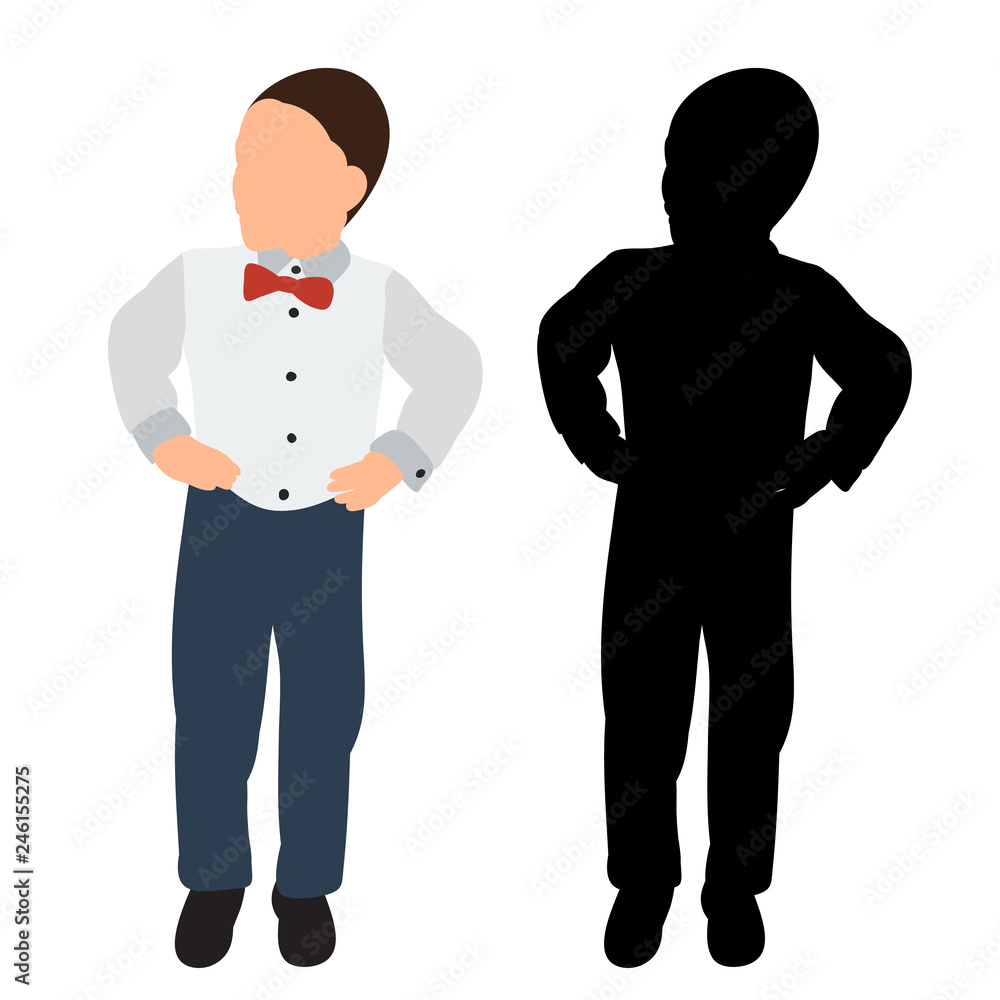 Fototapeta premium child silhouette, boy, icon, flat style