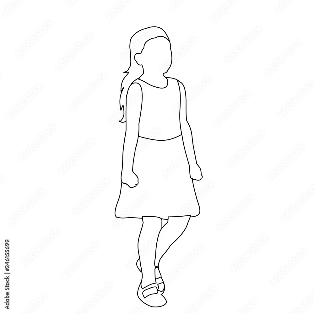 vector, isolated, child sketch, girl, icon, contour vector, isolated, child sketch, girl, icon, contour