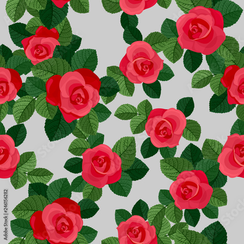 Roses seamless pattern. Decorative arrangement for repeat background. © Ksanask