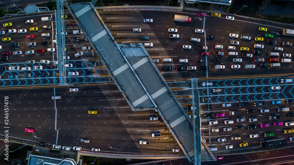 Gate for expressway fee payment, Aerial view car at gate for expressway fee payment. Gate for expressway fee payment, Aerial view car at gate for expressway fee payment.