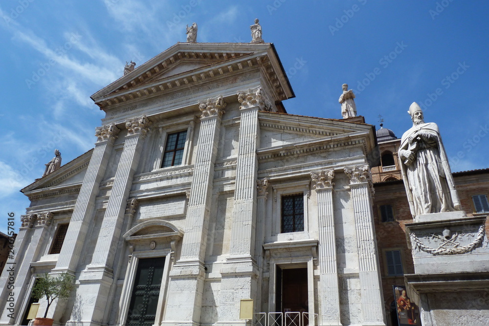 Facade of the cathedral of Urbino, Marche, Italy