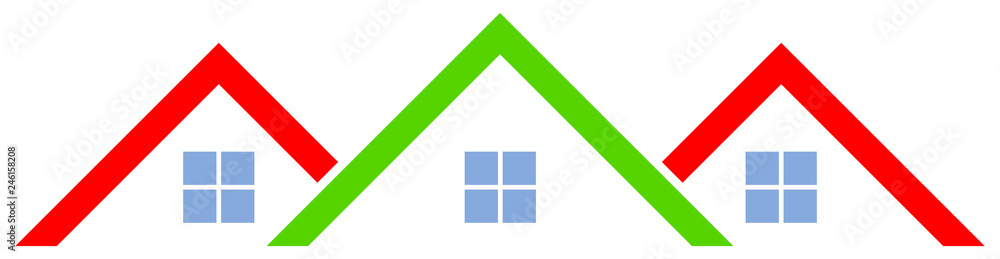 Home real estate roof window icon vector, house logo 