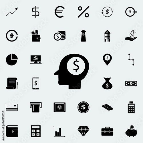 money in head icon. banking icons universal set for web and mobile