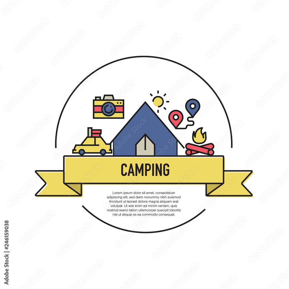 Obraz premium CAMPING LINE ICON SET