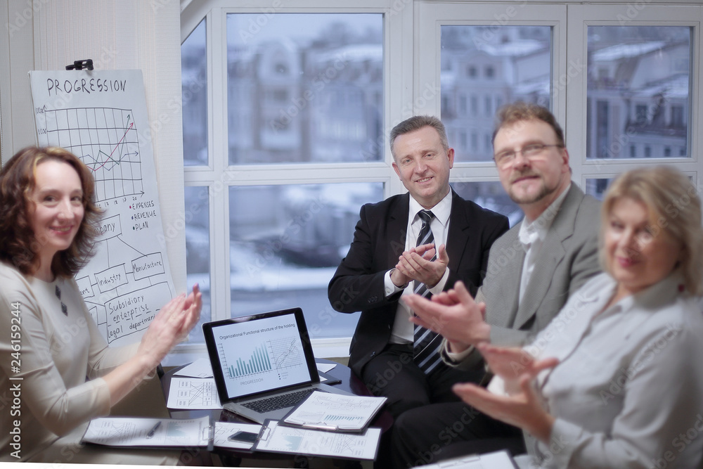 portrait of group of business people applauding speaker, portrait of group of business people applauding speaker,