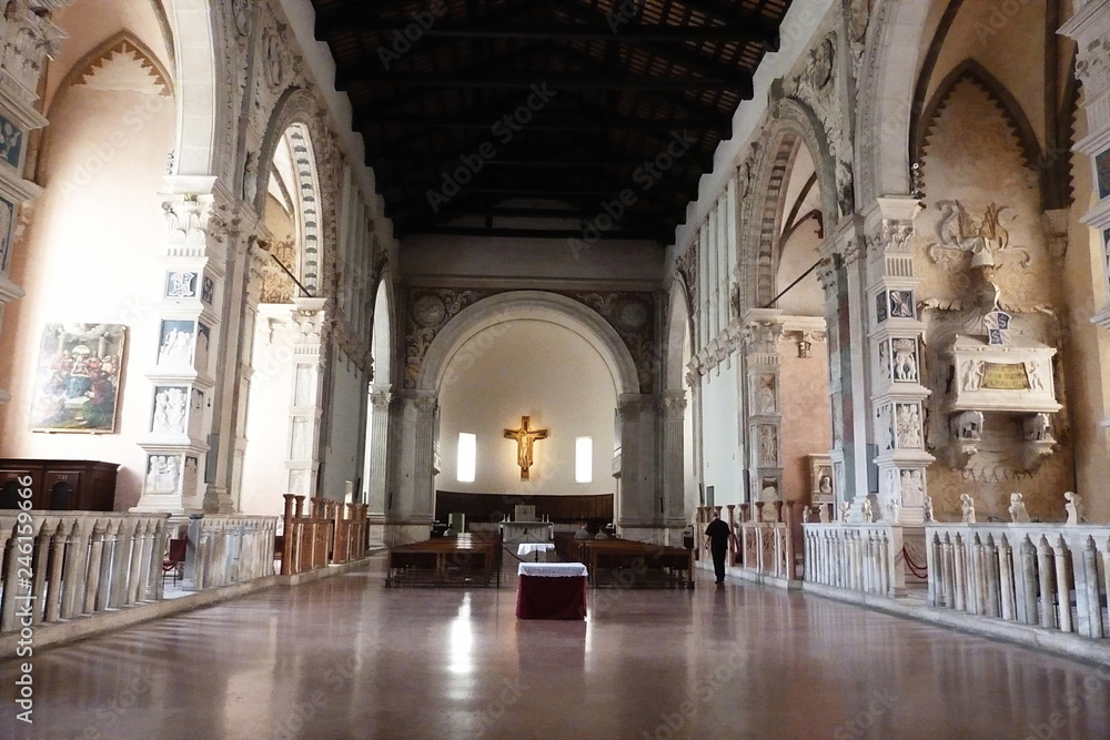 Interior of Tempio Malatestiano, cathedral of Rimini, Emilia Romagna, Italy