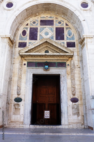 Entrance door of Tempio Malatestiano, cathedral of Rimini, Emilia Romagna, Italy © sansa55