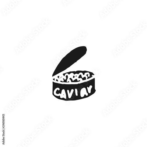 canned caviar doodle vector sketch isolated on white background