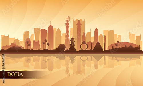 Doha city skyline silhouette background