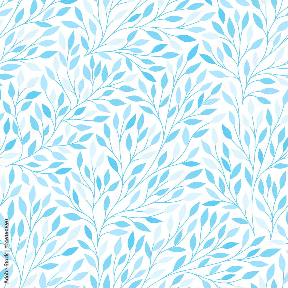 Seamless light blue leaves pattern. Vector illustration. Endless texture  for season spring and summer design. Can be used for wallpaper, textile,  gift wrap, greeting card background. Stock Vector | Adobe Stock