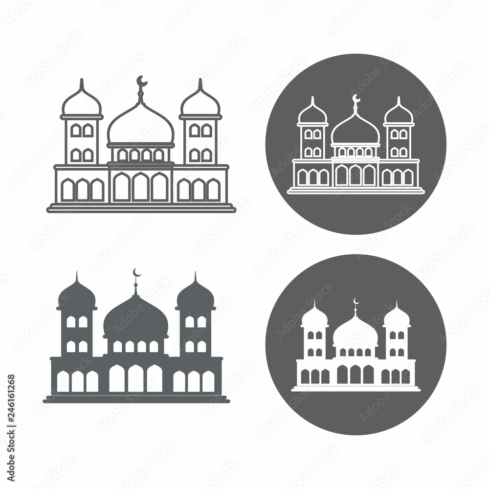 Mosque icon vector with black and white color