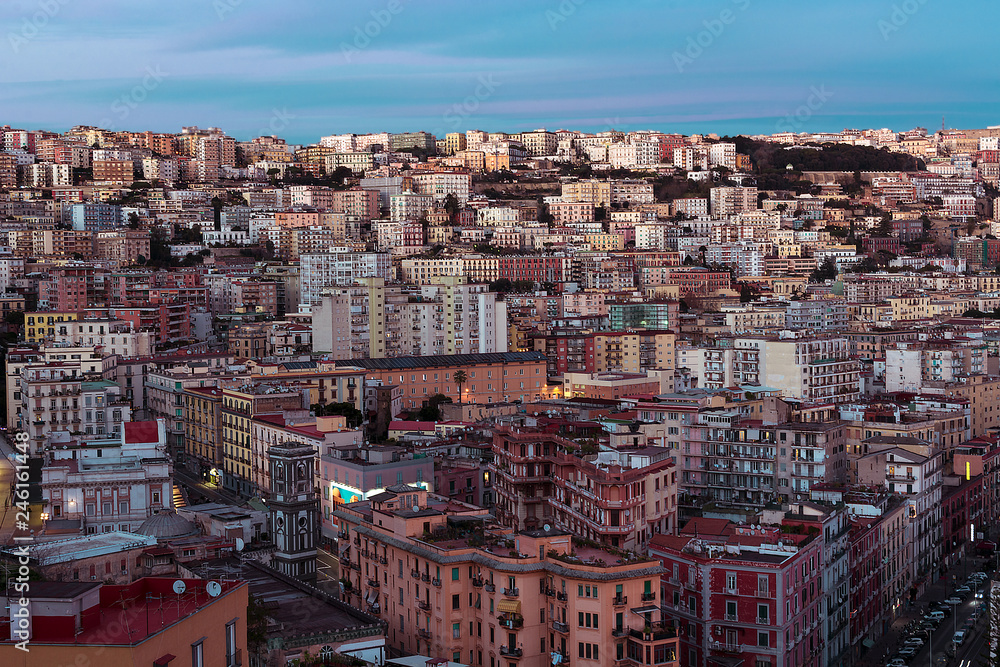 Panoramic view Naples Italy urban city