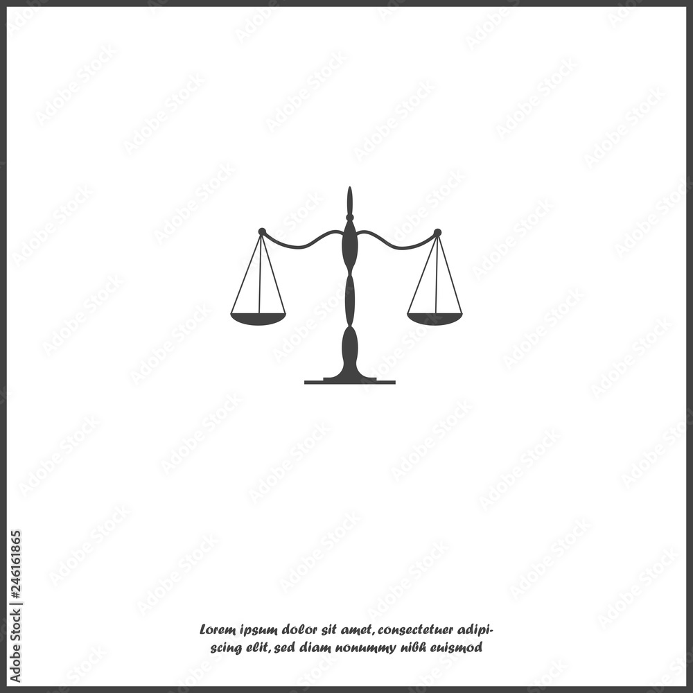 Balance scale vector icon on white isolated background. Balance scale vector icon on white isolated background.