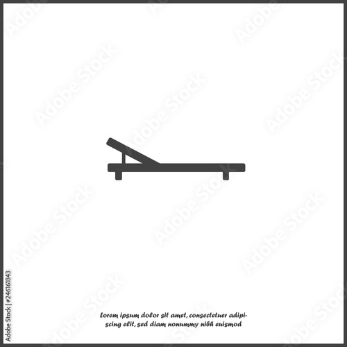 Icon of the chaise lounge. Badge of sun loungers on white isolated background.