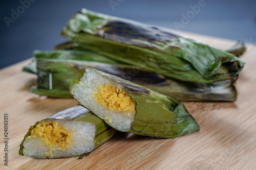 Pulut Panggang grilled glutinous rice wrapped in banana leaf stuffed with savory fillings