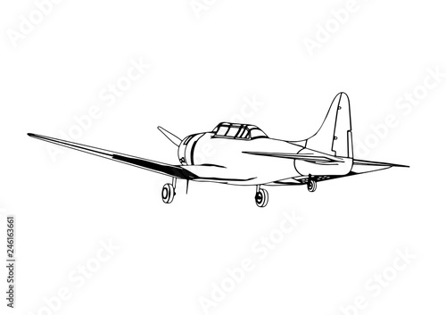 old military aircraft vector sketch