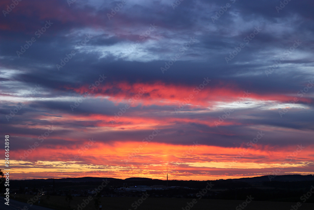 beautiful sunset over the landscape