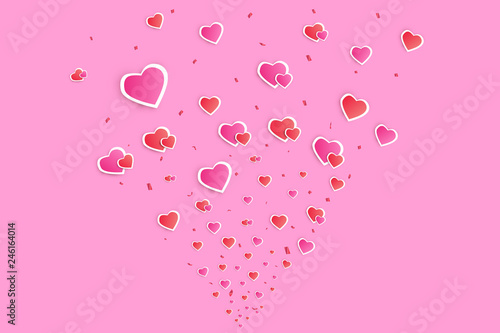 Heart confetti burst isolated. Valentines day concept. Heart shapes background. Vector festive illustration.
