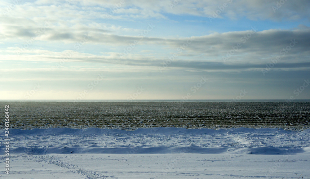 January evening on the shore of the Baltic Sea.