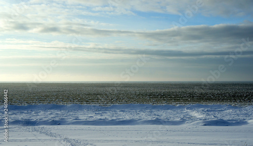 January evening on the shore of the Baltic Sea. © valerijs