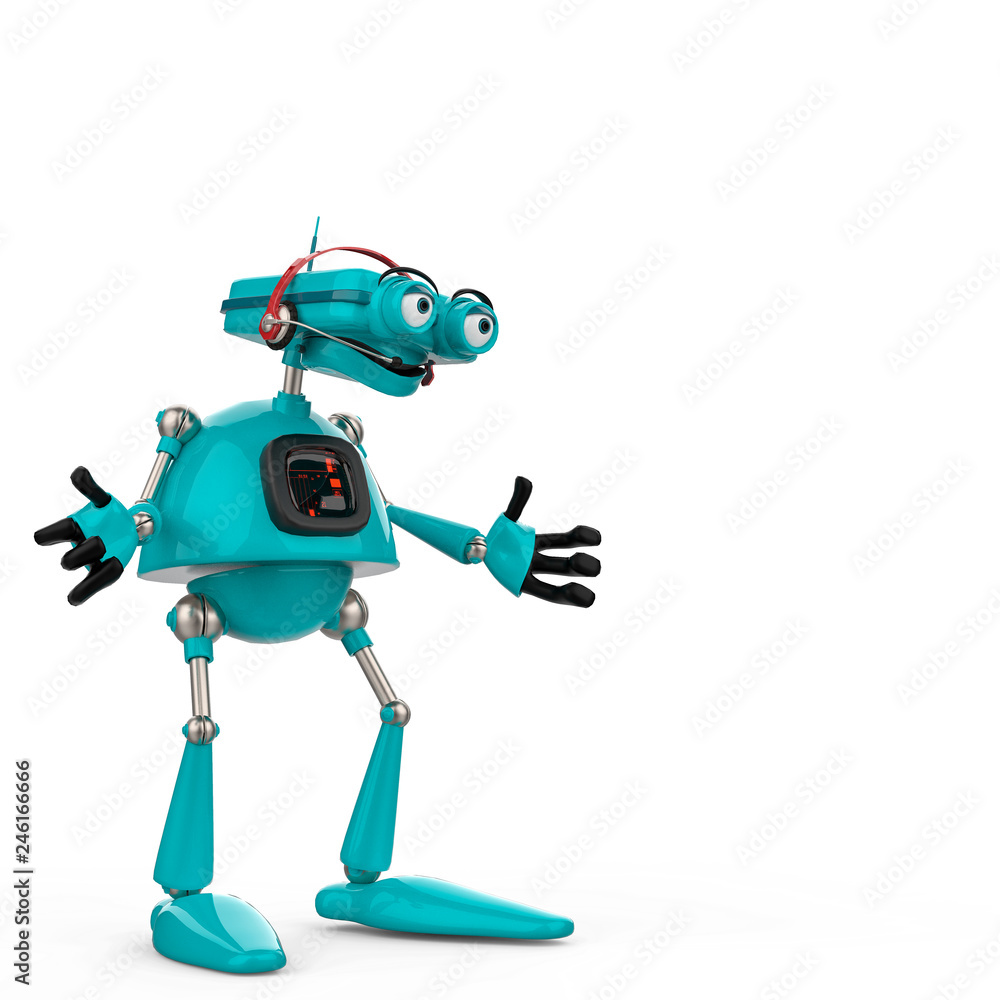 Fototapeta premium vintage blue robot in a white background