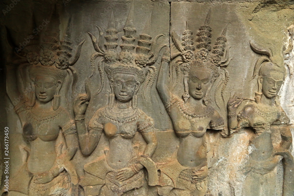 Devatas on Angkor Wat, Cambodia