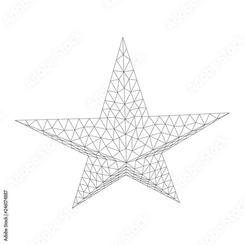 Five-pointed star. Abstract model wireframe low poly mesh vector illustration