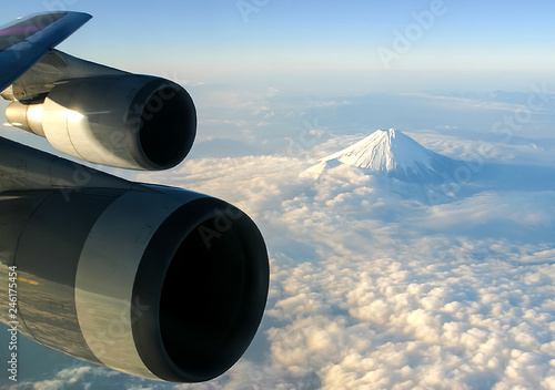The view from the window of a passenger plane during