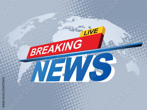 Breaking news with world map background. Vector