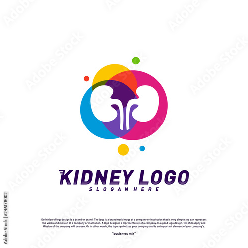 Colorful Kidney Logo Design Concept. Urology Logo Vector Template