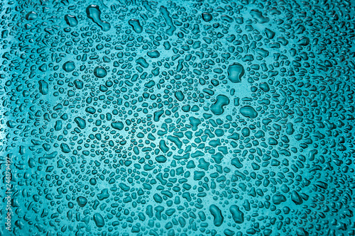 Valokuva Blue background, water drops. H2O.