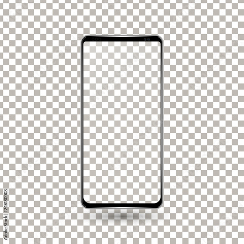 New frameless phone front black vector drawing eps10 format isolated on transparent background - vector.