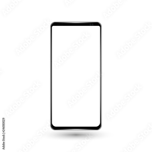 New frameless phone front black vector drawing eps10 format isolated on white background - vector