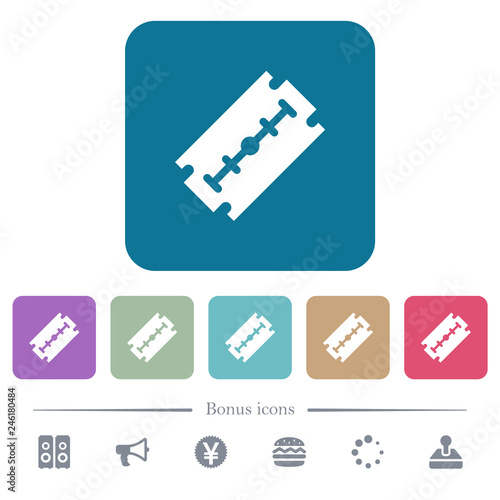 Razor blade flat icons on color rounded square backgrounds