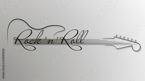Abstract music logo. Black and white music rock n roll background. Design element for invitation to party, disco, music banner, flyer, cover. Vector illustration