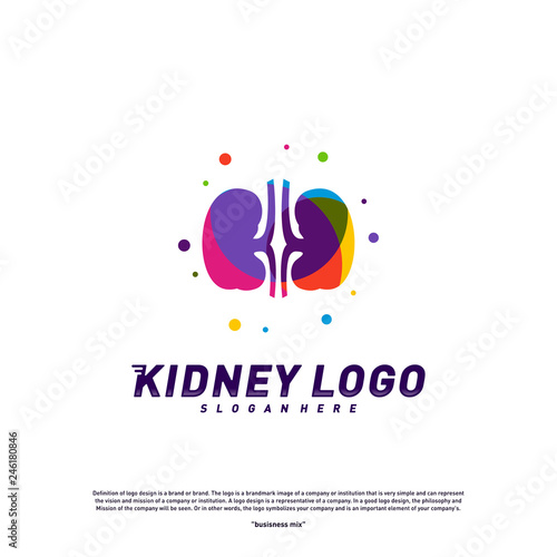 Colorful Kidney Logo Design Concept. Urology Logo Vector Template